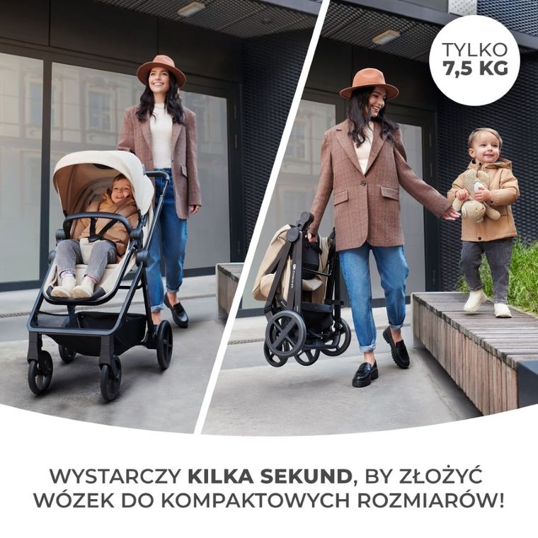 Kinderkraft, Newly, wózek wielofunkcyjny, 4w1, sand beige
