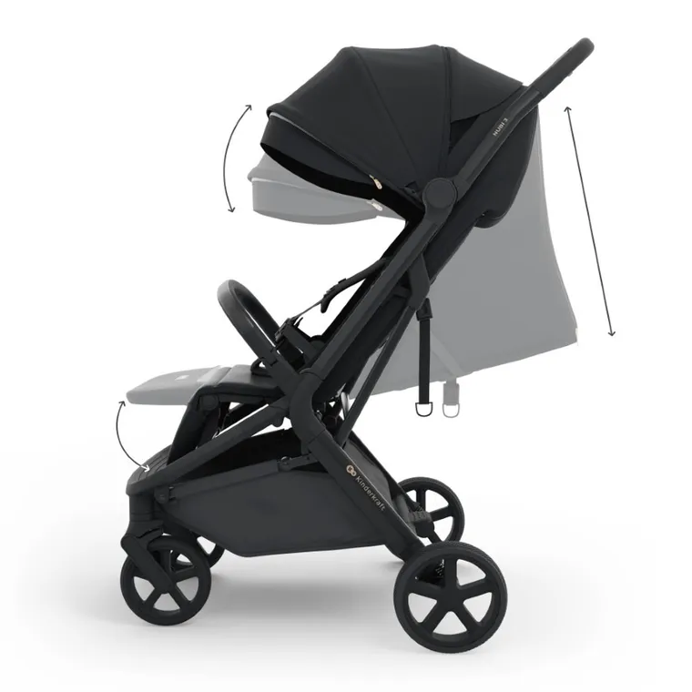 Kinderkraft, Nubi 3, wózek spacerowy, Midnight Black