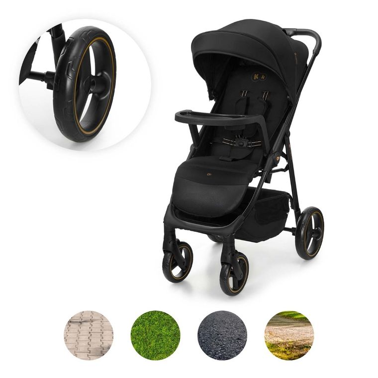 Kinderkraft, Trig 3, wózek spacerowy z tacką, Onyx Black