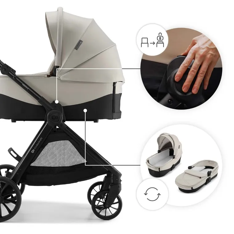 Kinderkraft, Vesto 2, wózek wielofunkcyjny 3w1, beige
