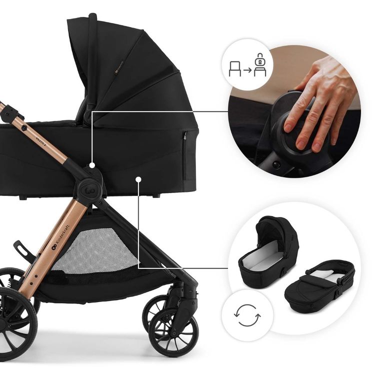 Kinderkraft, Vesto 2, wózek wielofunkcyjny 3w1, black