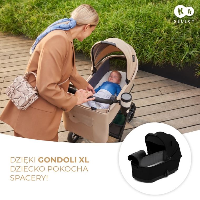 Kinderkraft, Yoxi, wózek wielofunkcyjny 2w1, Pure Black
