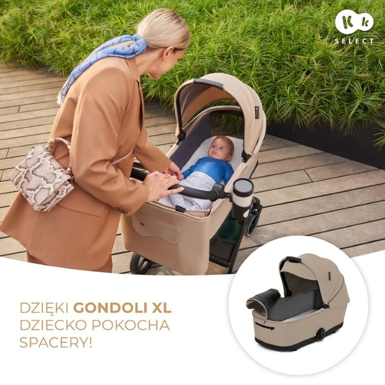 Kinderkraft, Yoxi, wózek wielofunkcyjny 2w1, Sand Beige