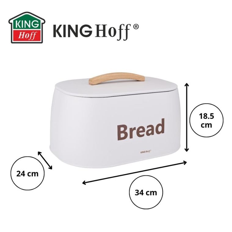 Kinghoff, chlebak, pojemnik na pieczywo, stalowy, biały, kh-1947