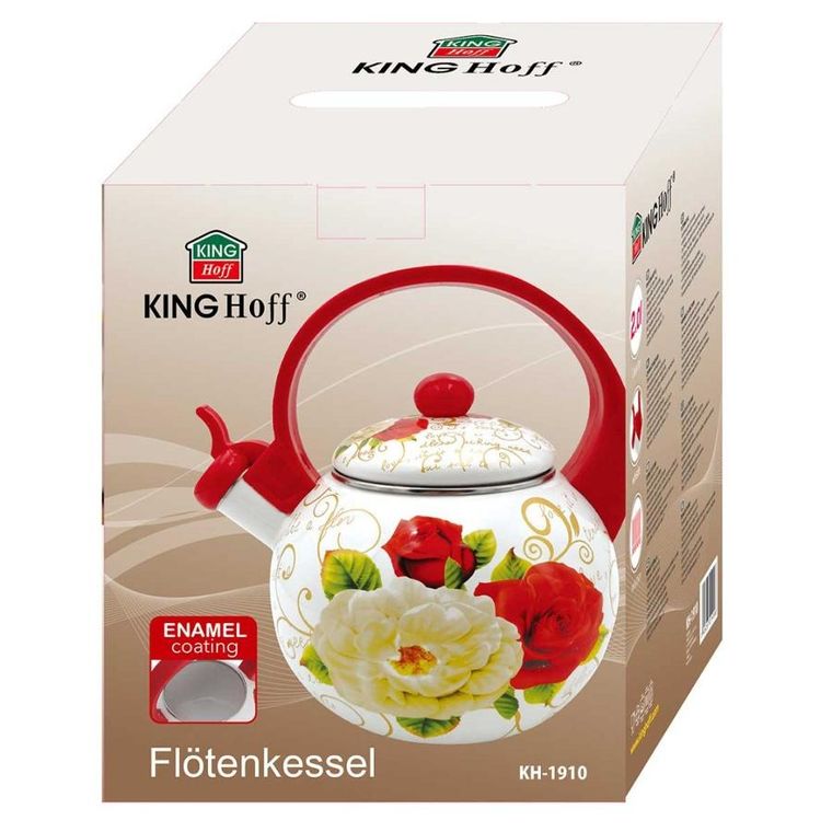 Kinghoff, czajnik emaliowany z gwizdkiem, 2l, KH-1910