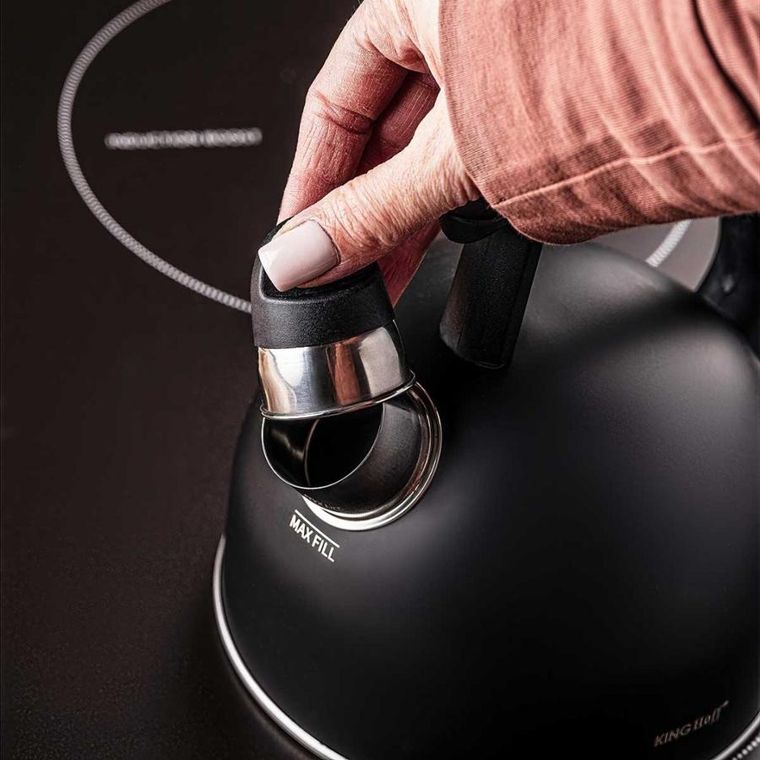 Kinghoff, czajnik z gwizdkiem, czarny mat, 1,5l