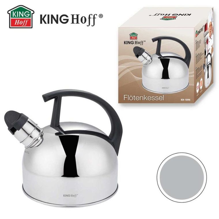 Kinghoff, czajnik z gwizdkiem, srebrny, 1,5l