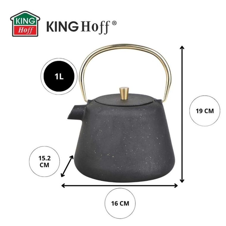 Kinghoff, zaparzacz żeliwny imbryk z filtrem, 1l