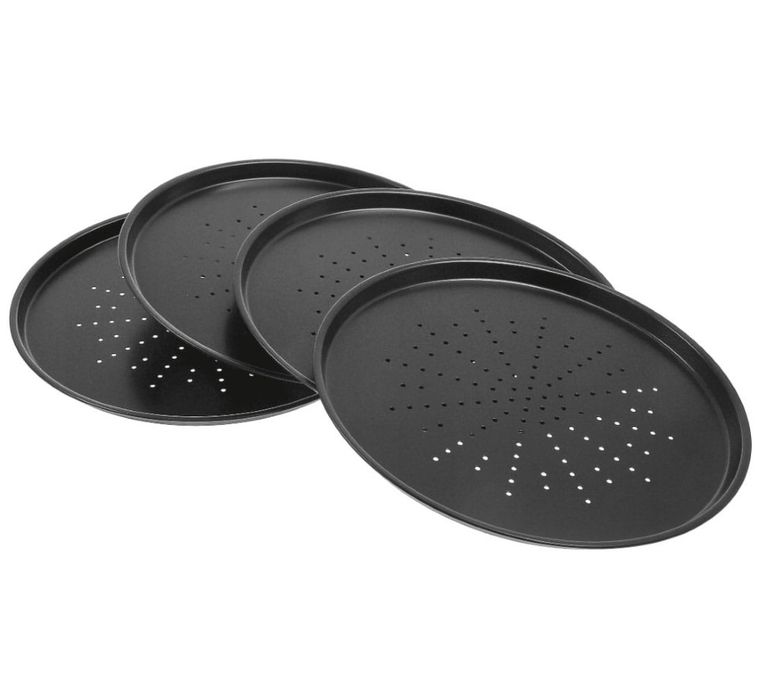 Kinghoff, zestaw 4 blach do pizzy, ze stelażem, 28 cm