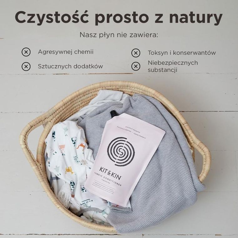 Kit & Kin, naturalny płyn do płukania tkanin, bezzapachowy, 1l