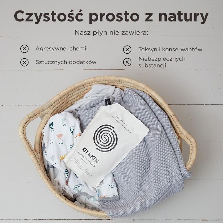 Kit & Kin, naturalny płyn do prania, bezzapachowy, 1l