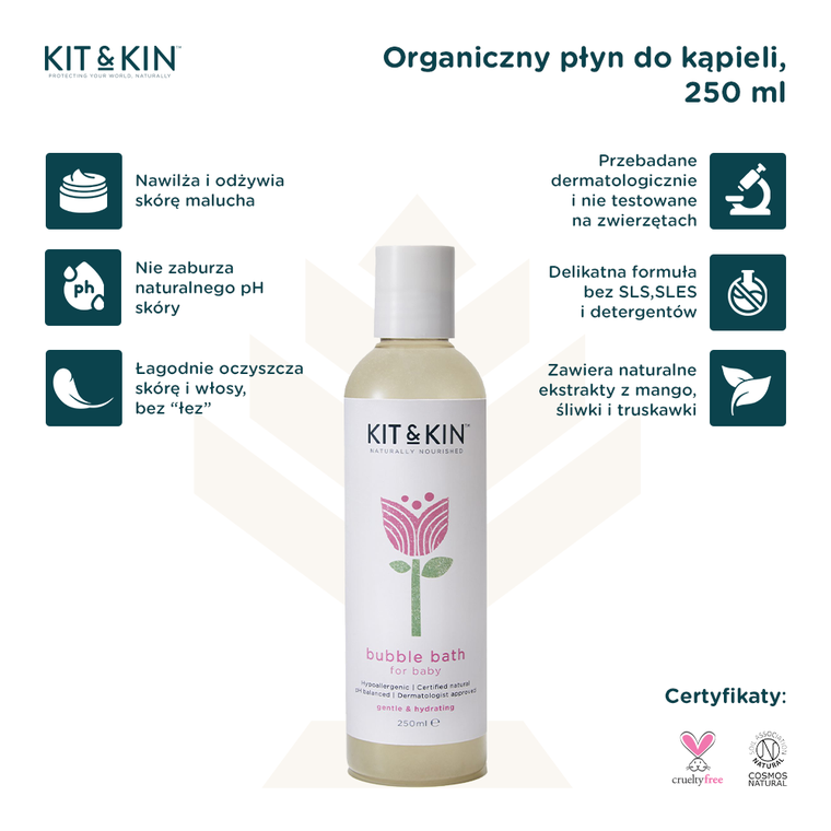 Kit and Kin, organiczny płyn do kąpieli maluszka, 250 ml