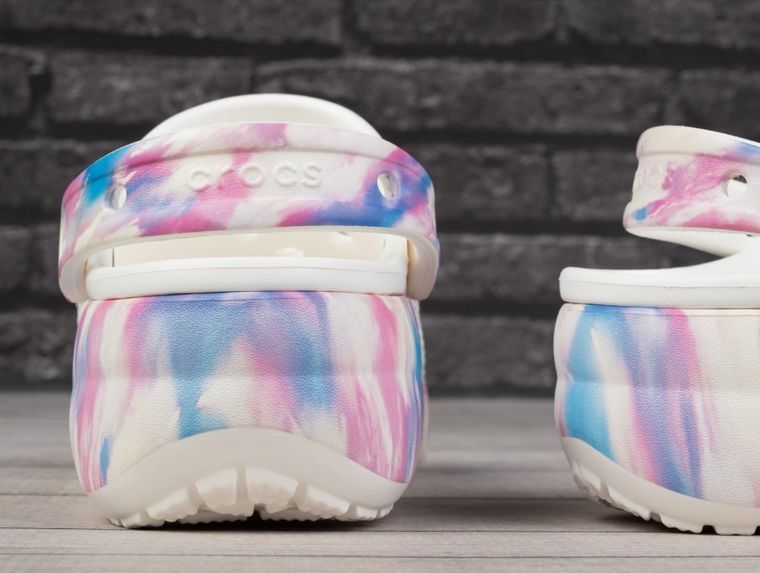 Klapki damskie na platformie, ecru, Crocs Classic Platform Dream