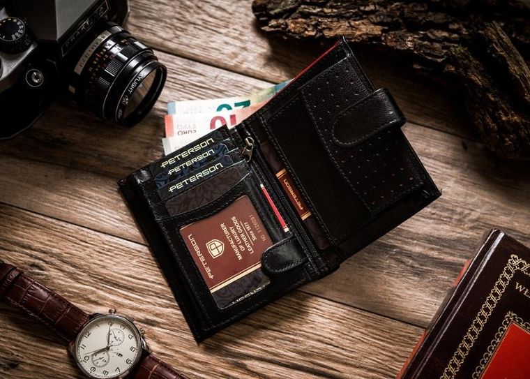 Klasyczny portfel męski z sekcją na karty, Peterson