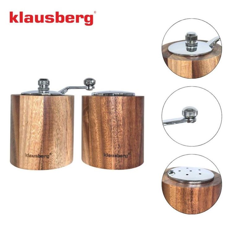 Klausberg, akacjowy młynek do pieprzu + solniczka, KB-7859