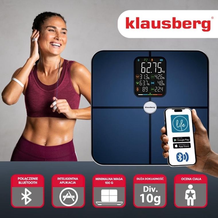 Klausberg, analityczna waga łazienkowa, smart, ios android, kb-7940