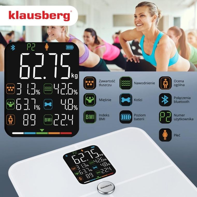 Klausberg, analityczna waga łazienkowa, smart, ios android, kb-7941