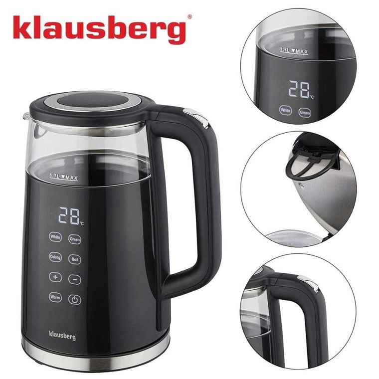 Klausberg, czajnik elektryczny LED z regulacją temperatury, 1,7l