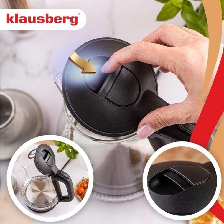 Klausberg, czajnik elektryczny, szklany, LED, 1,2l, KB-9003