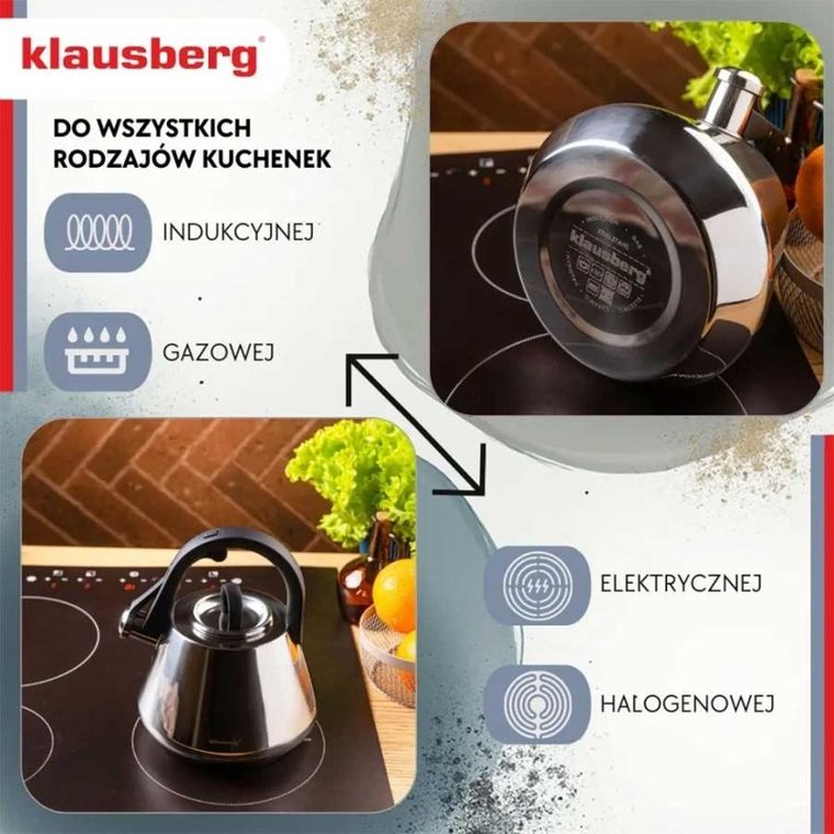 Klausberg, czajnik stalowy z gwizdkiem, 2,5l, kb-7947