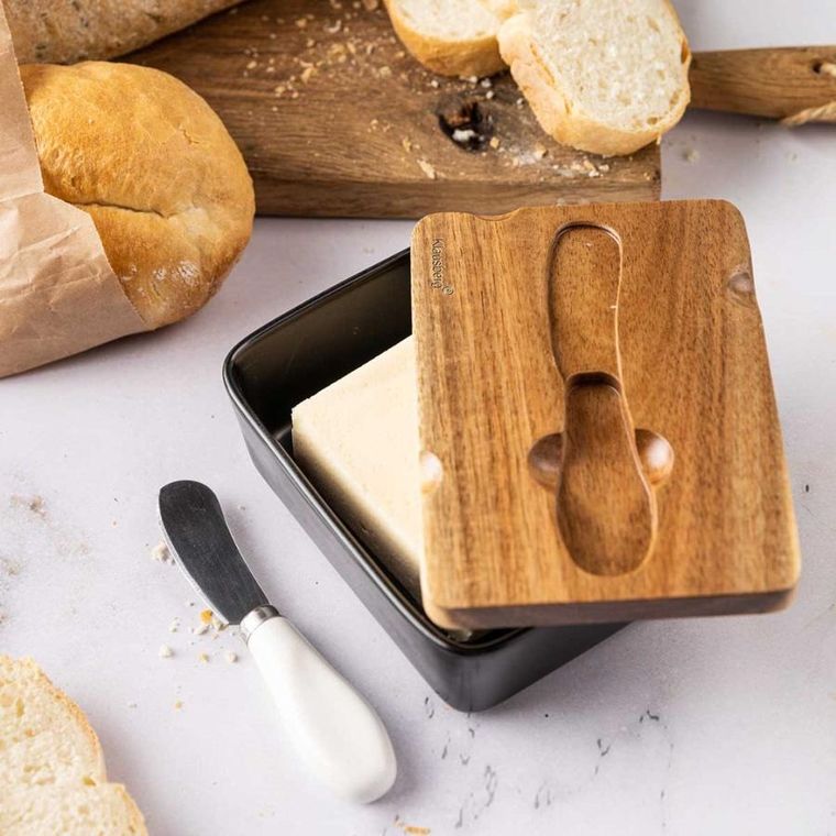 Klausberg, maselniczka porcelanowa z nożykiem, czarna