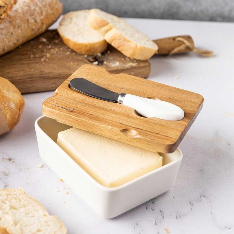 Klausberg, maselniczka porcelanowa z nożykiem klausberg, biała