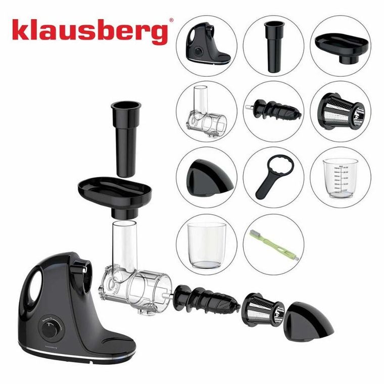 Klausberg, sokowirówka, wyciskarka wolnoobrotowa, czarna, KB-7861