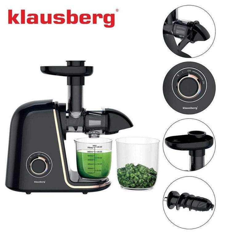 Klausberg, sokowirówka, wyciskarka wolnoobrotowa, czarna, KB-7867