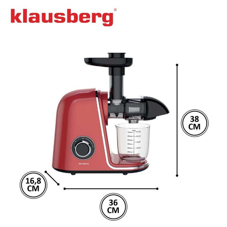 Klausberg, sokowirówka, wyciskarka wolnoobrotowa, czerwona, KB-7870