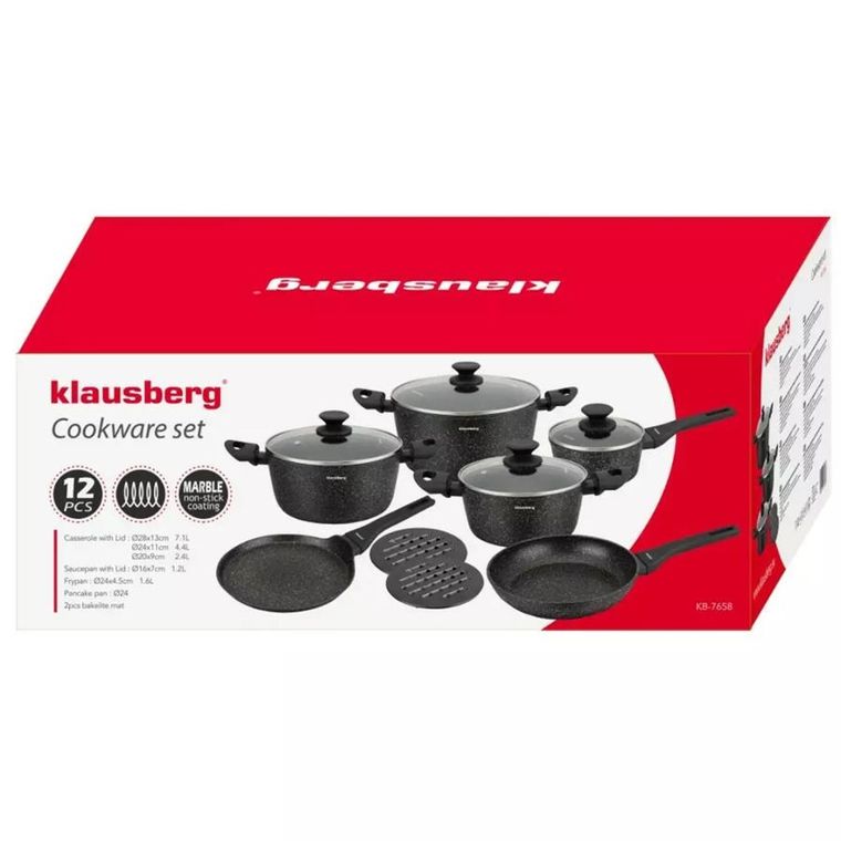 Klausberg, zestaw garnków marmurkowych, 12 elementów, KB-7658