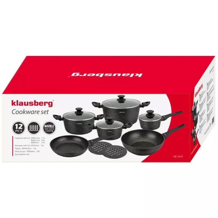 Klausberg, zestaw garnków marmurkowych, 12 elementów, KB-7659