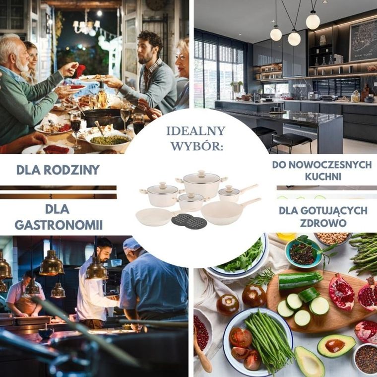 Klausberg, zestaw garnków marmurkowych, 12 elementów, kb-7959