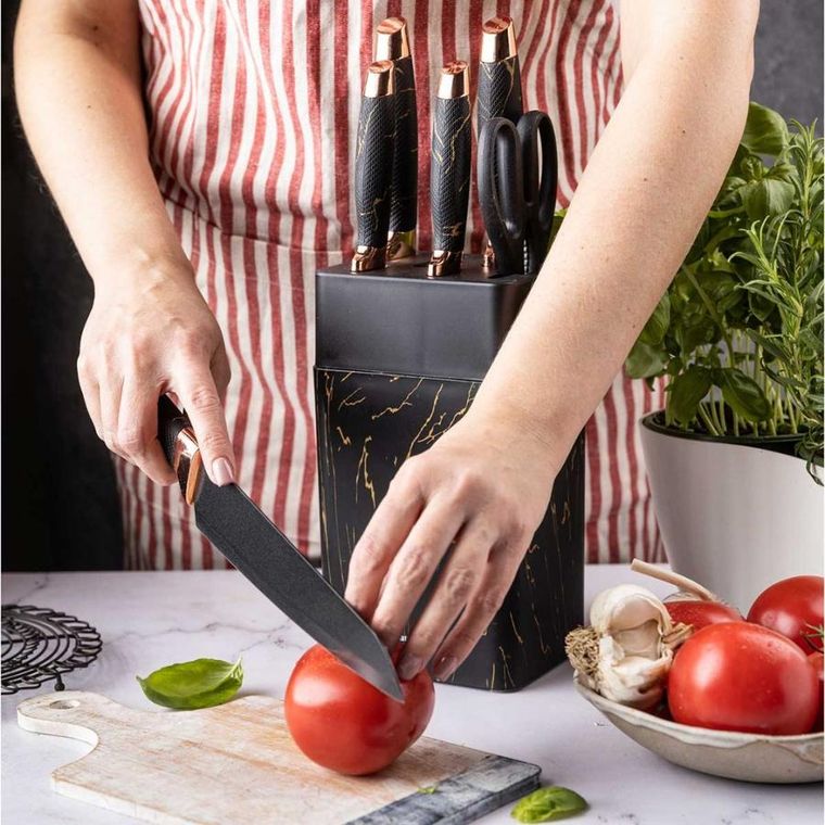 Klausberg, zestaw noży kuchennych z ostrzałką, stojak