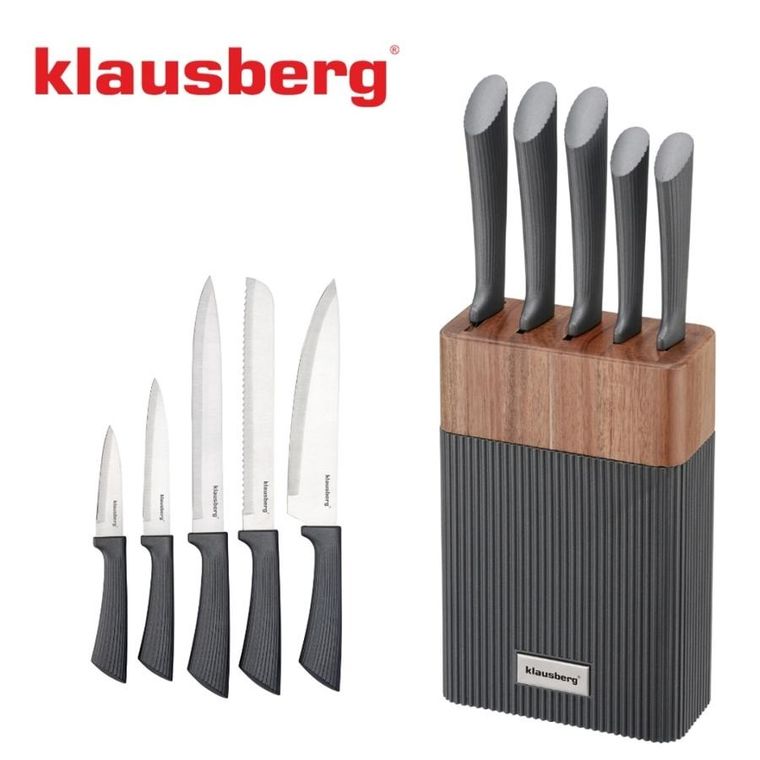 Klausberg, zestaw noży w bloku akacjowym, kb-7979