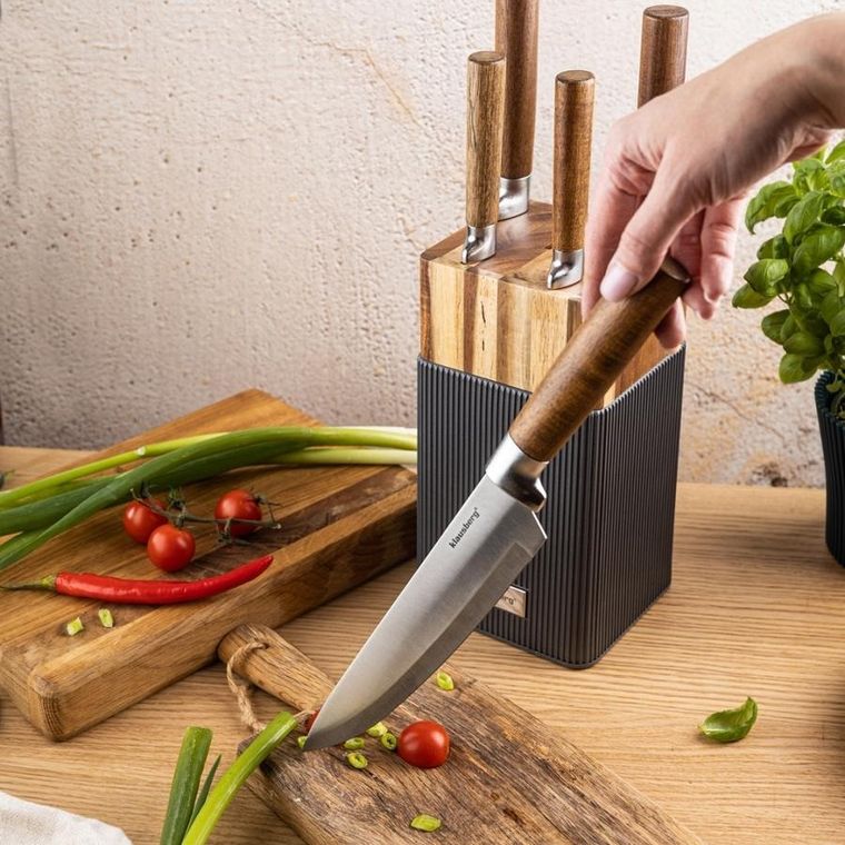 Klausberg, zestaw noży w bloku akacjowym, kb-7983