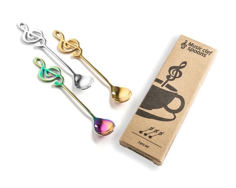 Klucz wiolinowy, muzyczne łyżeczki, 3 szt.