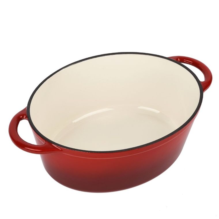 Könighoffer, gęsiarka żeliwna, emaliowana, owalna, czerwona, 4 l, 26-21-11,2 cm