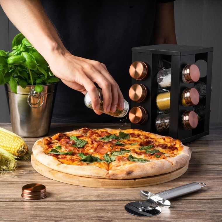 Könighoffer, zestaw do serwowania pizzy, deska + łopatka + radełko, 33-1.5 cm