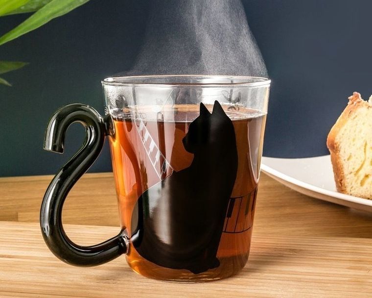 Kocia szklanka z ogonkiem, czarny