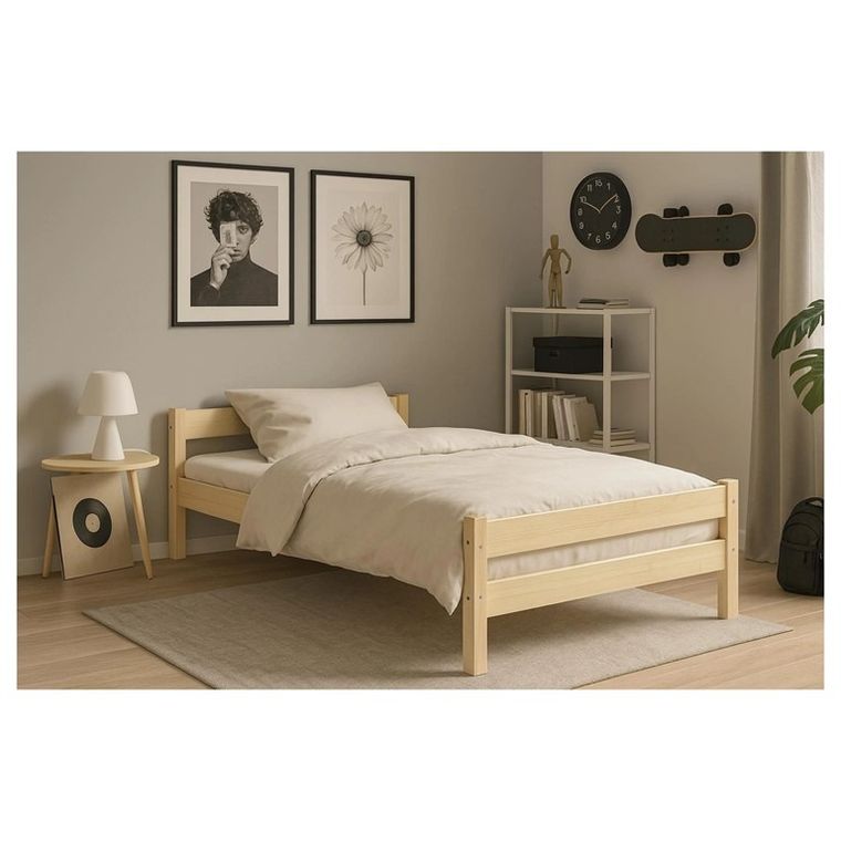 Kocot Kids, Aleks, łóżko z materacem, naturalny nielakierowany, 90-180 cm