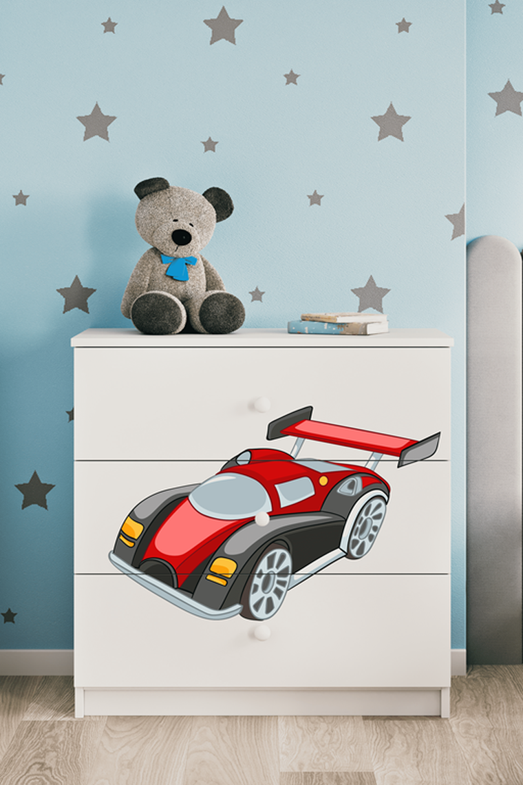 Kocot Kids, Babydreams, komoda, biała, auto wyścigowe