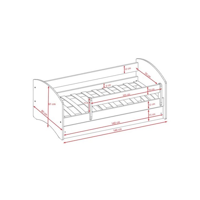 Kocot Kids, Babydreams, łóżko z szufladą, białe, koszykówka, 80-180 cm