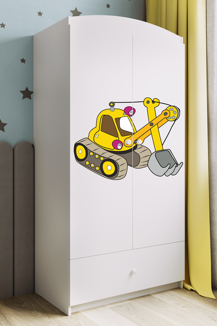 Kocot Kids, Babydreams, szafa, biała, koparka, 181.2-52-90 cm