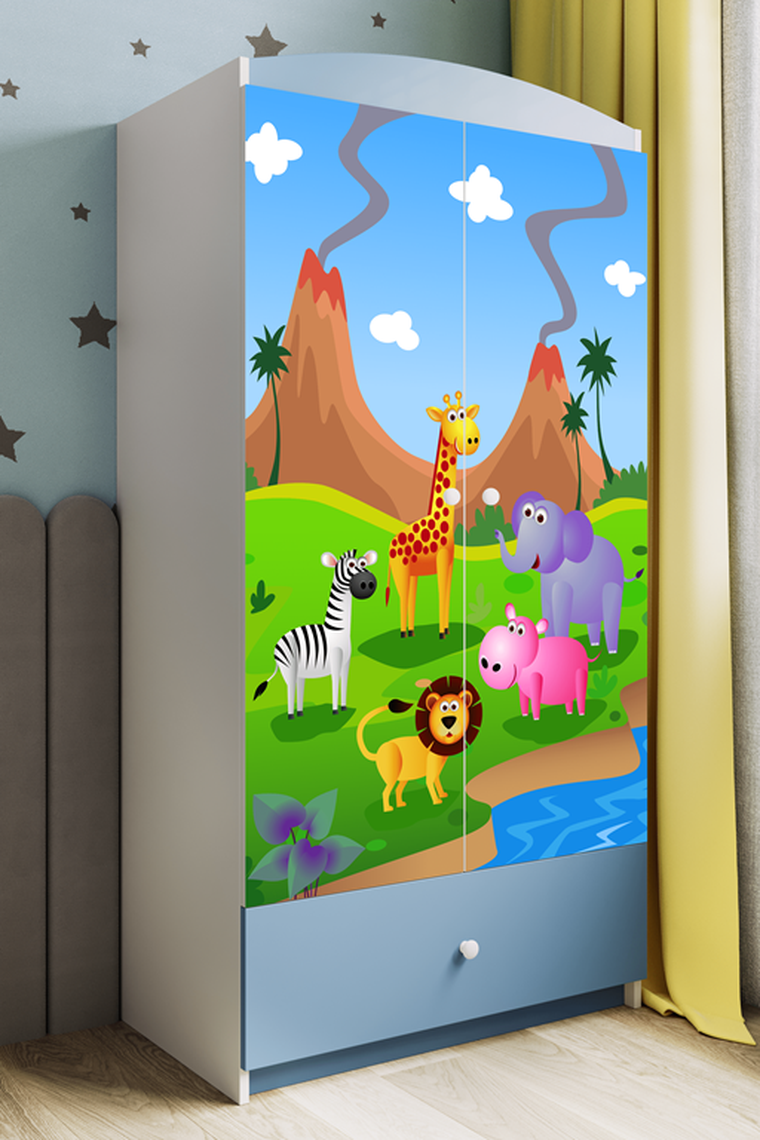 Kocot Kids, Babydreams, szafa, niebieska, safari, 181.2-52-90 cm