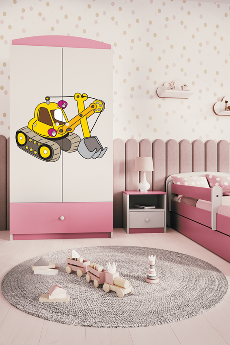 Kocot Kids, Babydreams, szafa, różowa, koparka, 181.2-52-90 cm