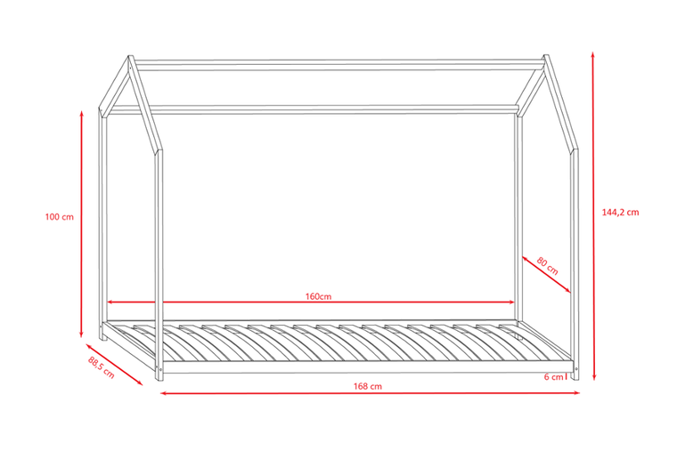 Kocot Kids, Bella, łóżko, naturalne, 80-160 cm