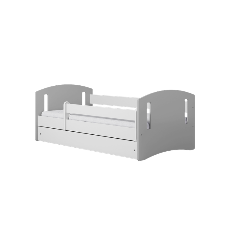 Kocot Kids, Classic 2, łóżko z materacem, szare, 80-140 cm
