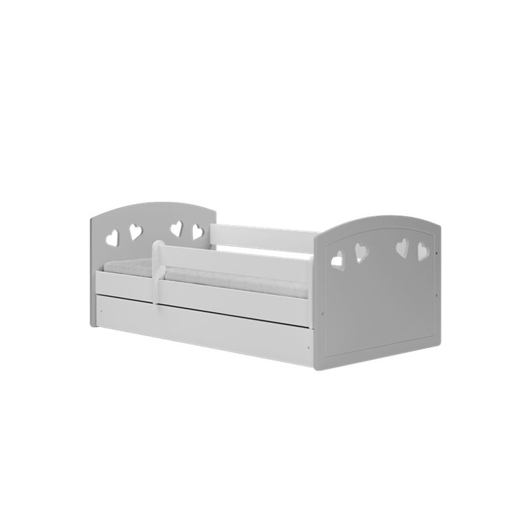 Kocot Kids, Julia, łóżko z materacem, szare, 80-160 cm