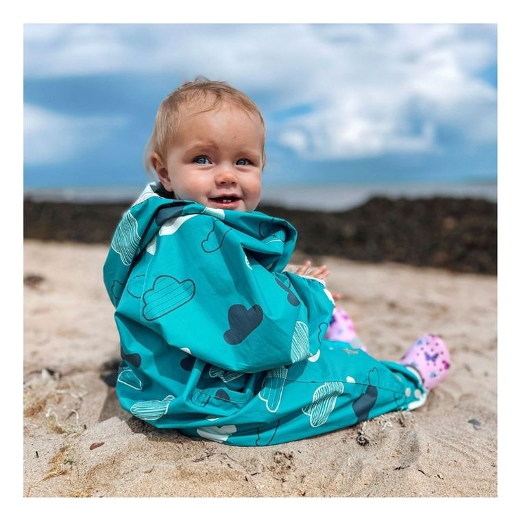 Kombinezon przeciwdeszczowy dziecięcy z kapturem, turkusowy, LittleLife