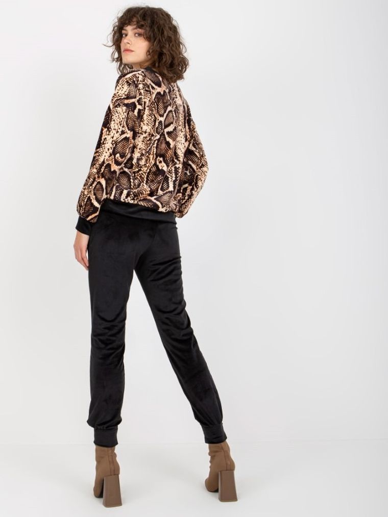 Komplet damski, Bluza, Spodnie, welurowy, mix, Rue Paris